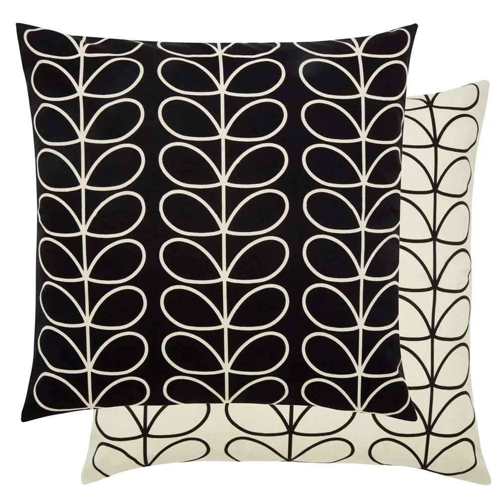Orla Kiely Small Linear Stem Cushion Black/White - Monochrome Cushion BouChic 