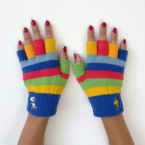 Peanuts Rainbow Fingerless Gloves Fingerless Gloves BouChic 