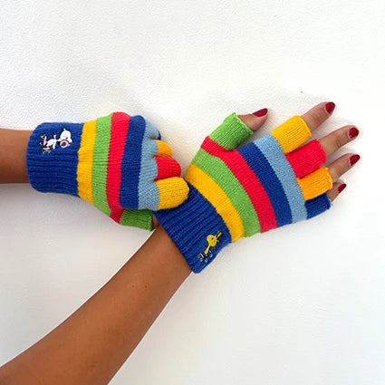 Peanuts Rainbow Fingerless Gloves Fingerless Gloves BouChic 