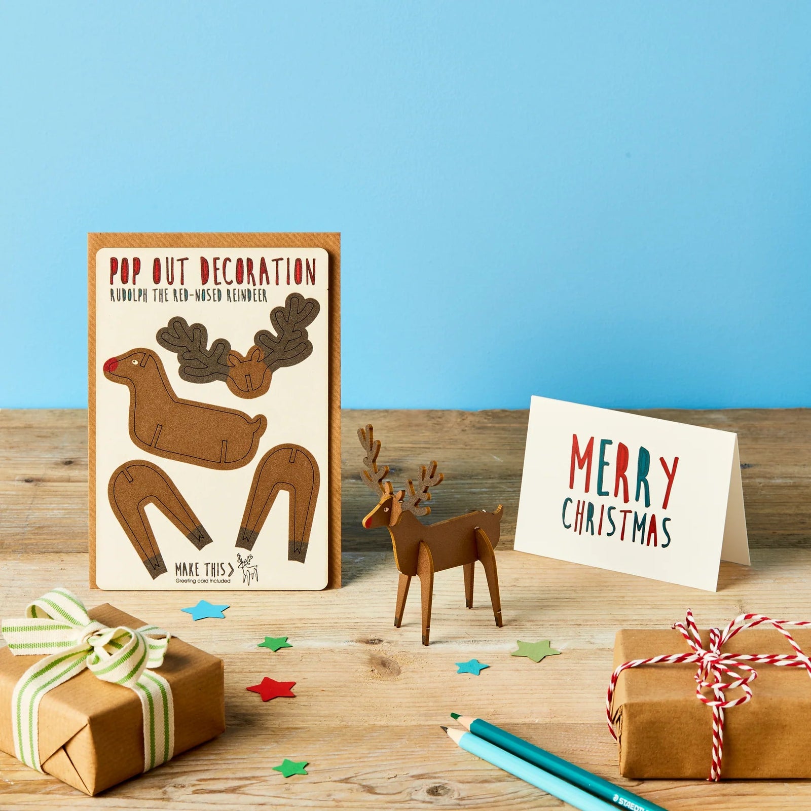 Pop Out Christmas Greetings Card Reindeer - BouChic 