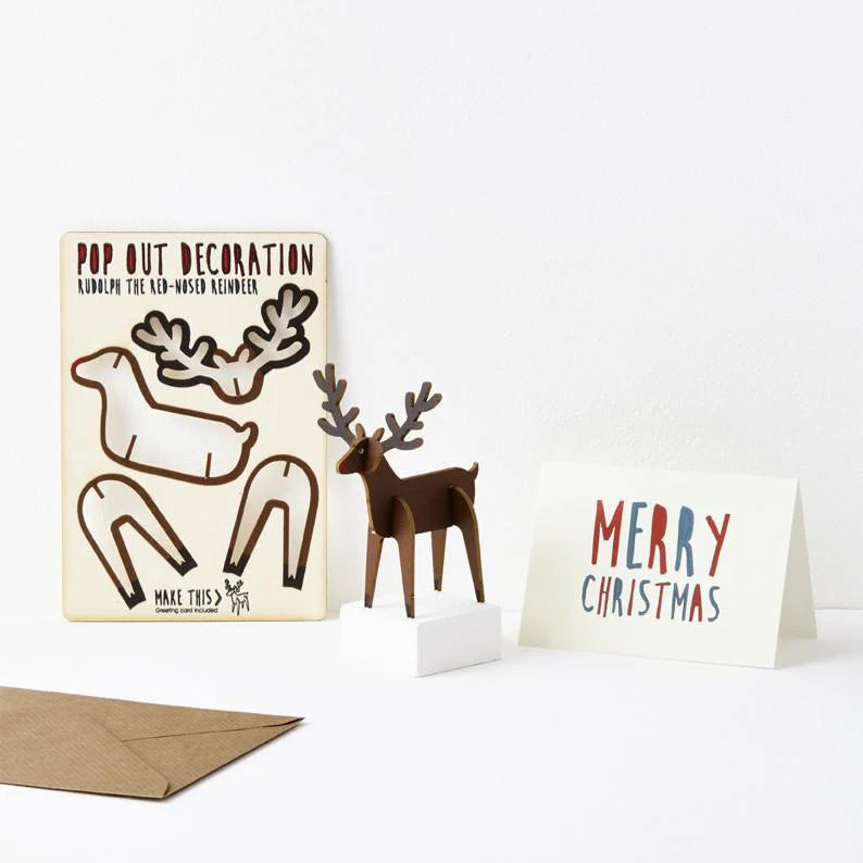 Pop Out Christmas Greetings Card Reindeer - BouChic 