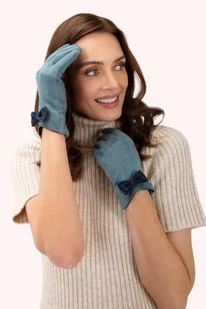 Powder Adalyn Faux Suede Gloves Ice/Navy Ladies Gloves BouChic | Homeware, Fashion, Gifts, Accessories 