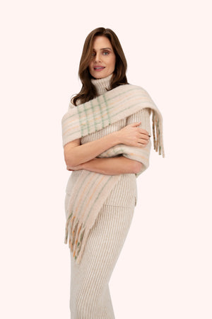 Powder Angelica Cosy Scarf Cream/Sage Ladies Scarf BouChic 