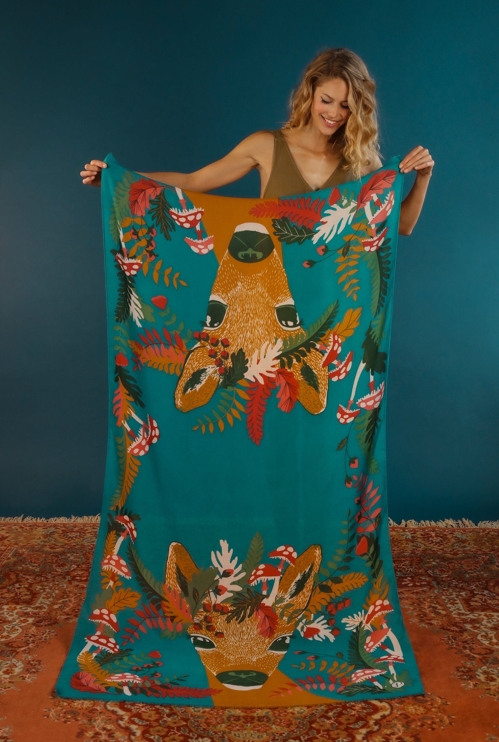 Powder Decorative Doe Print Scarf - BouChic 