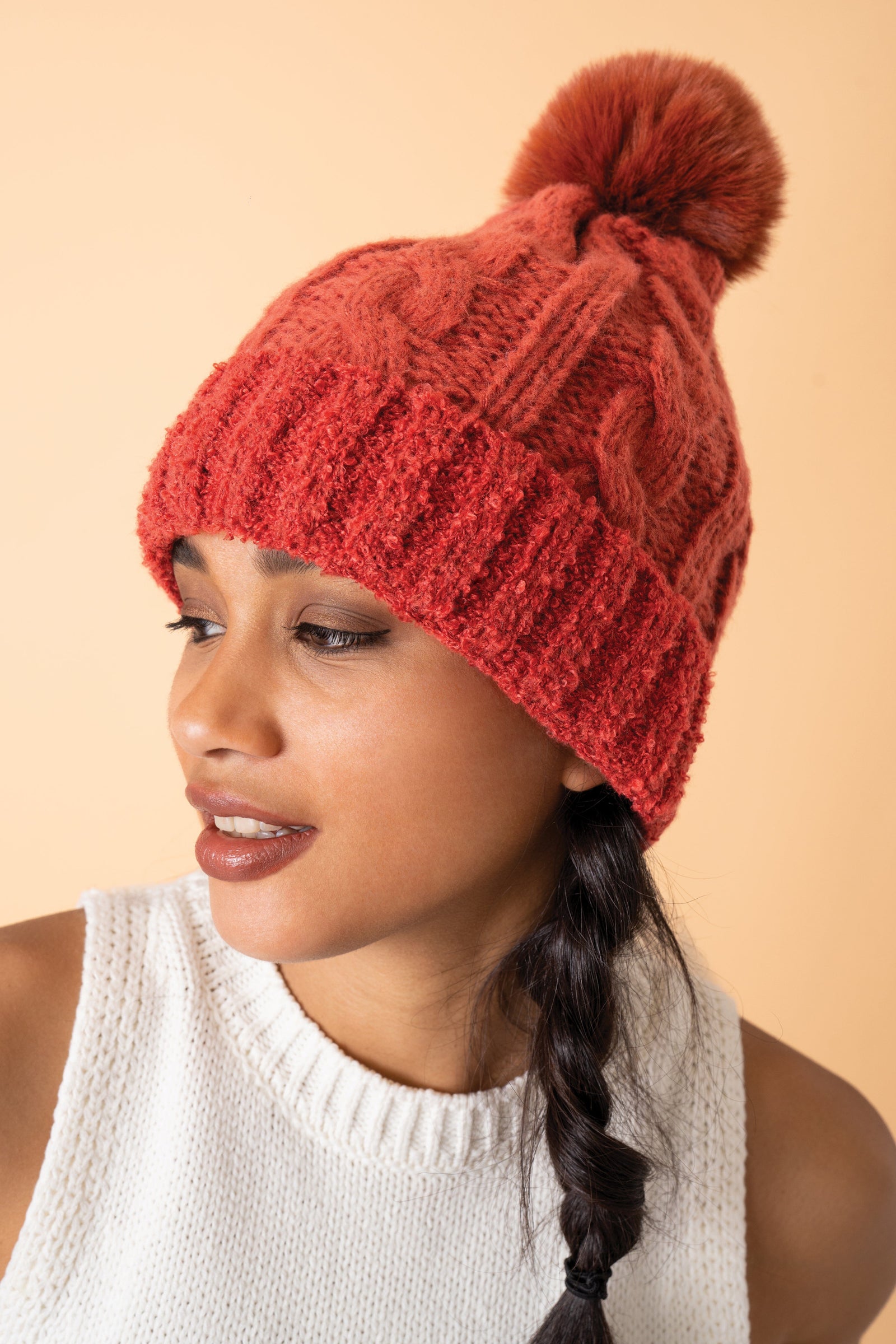 Powder Freya Bobble Hat - Rust - BouChic 