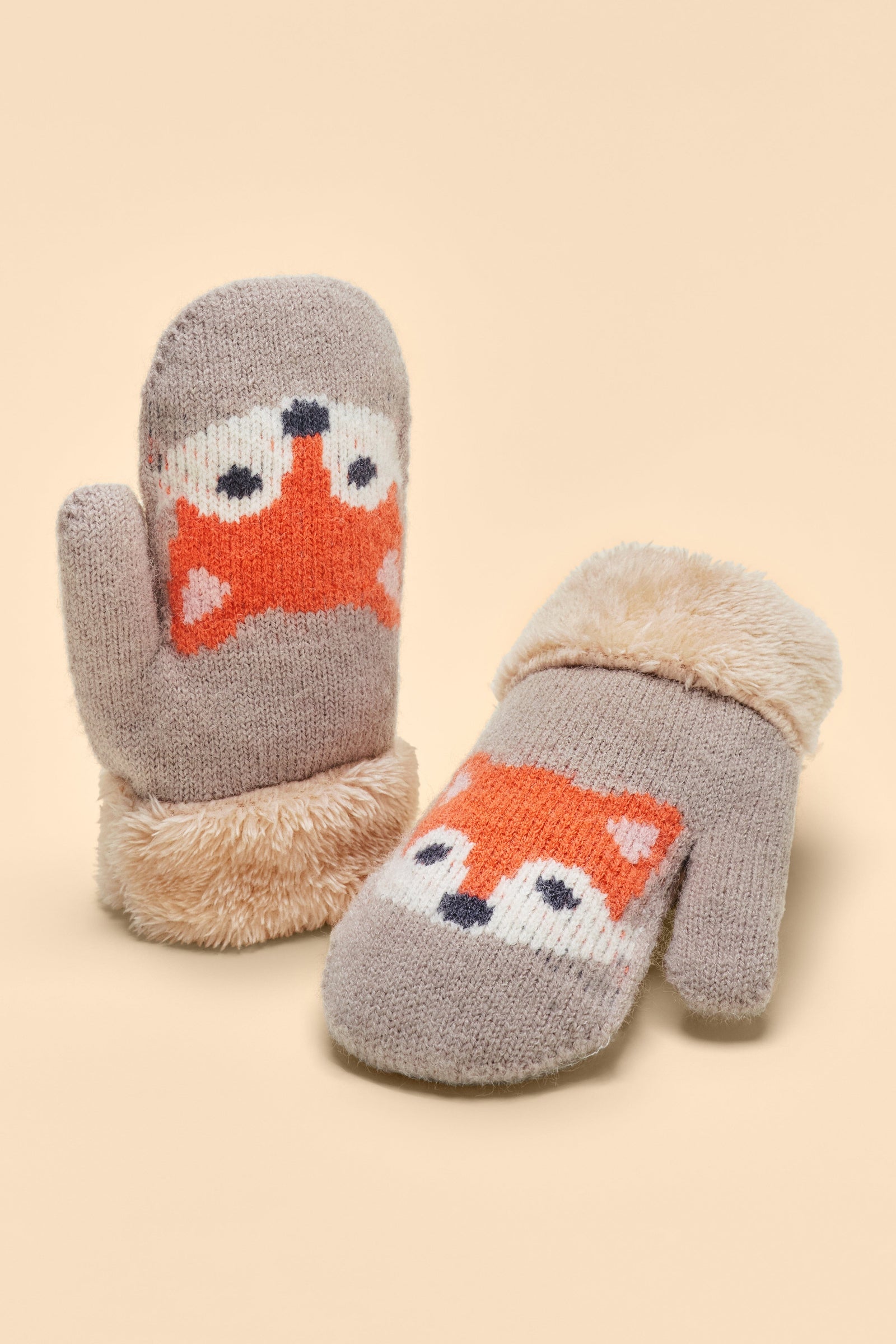 Powder Kids Knitted Mittens - Fox in Slate - BouChic 