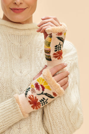 Powder Ladies Watercolour Floral Wrist Warmers - Cream - BouChic 