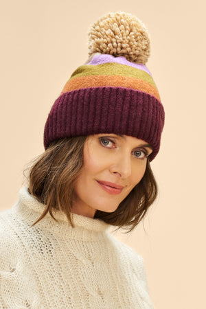 Powder Lilia Bobble Hat - Mixed Vintage Plum - BouChic 