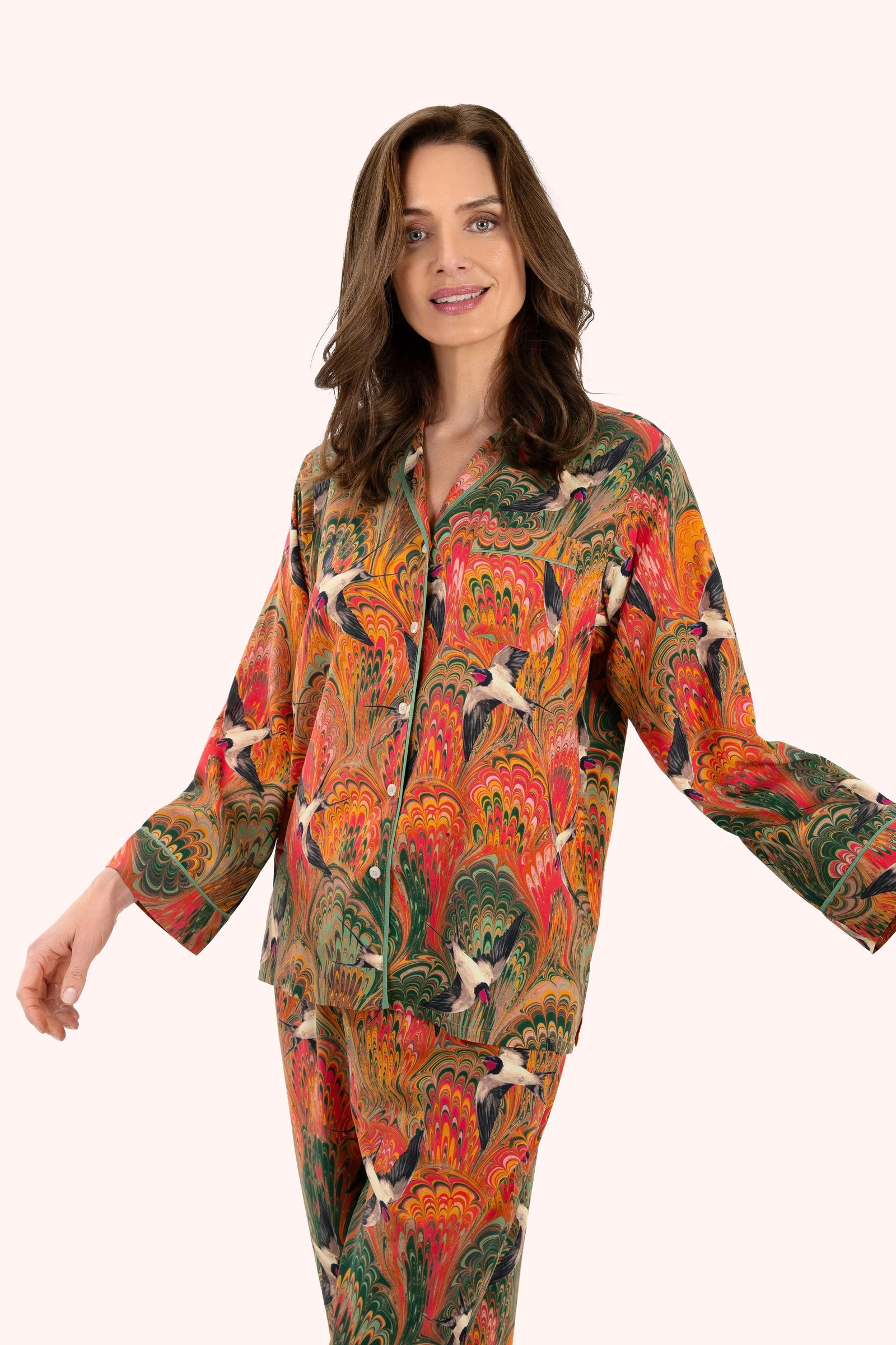 Powder Marbled Swallows Pyjamas - BouChic