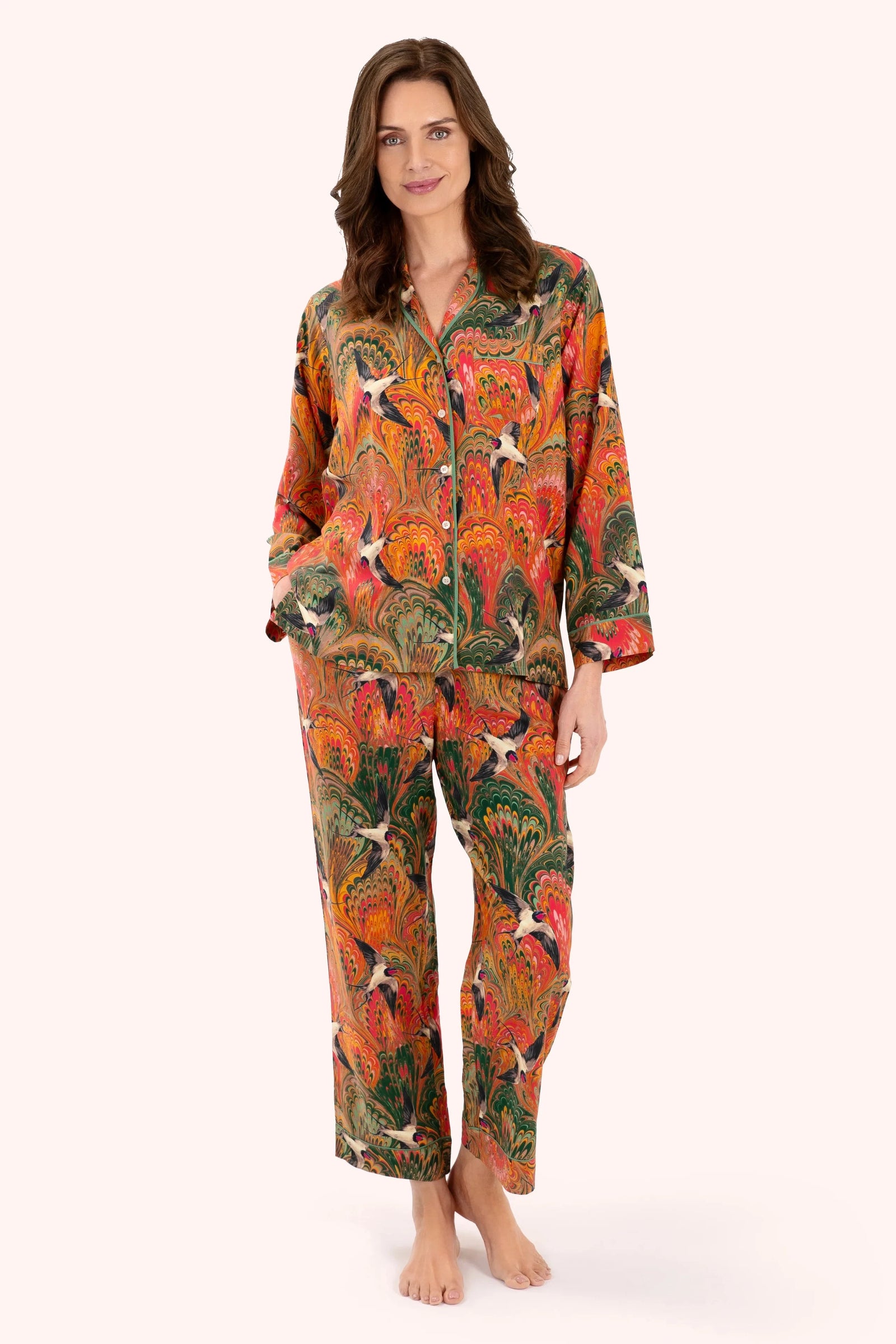Powder Marbled Swallows Pyjamas - BouChic