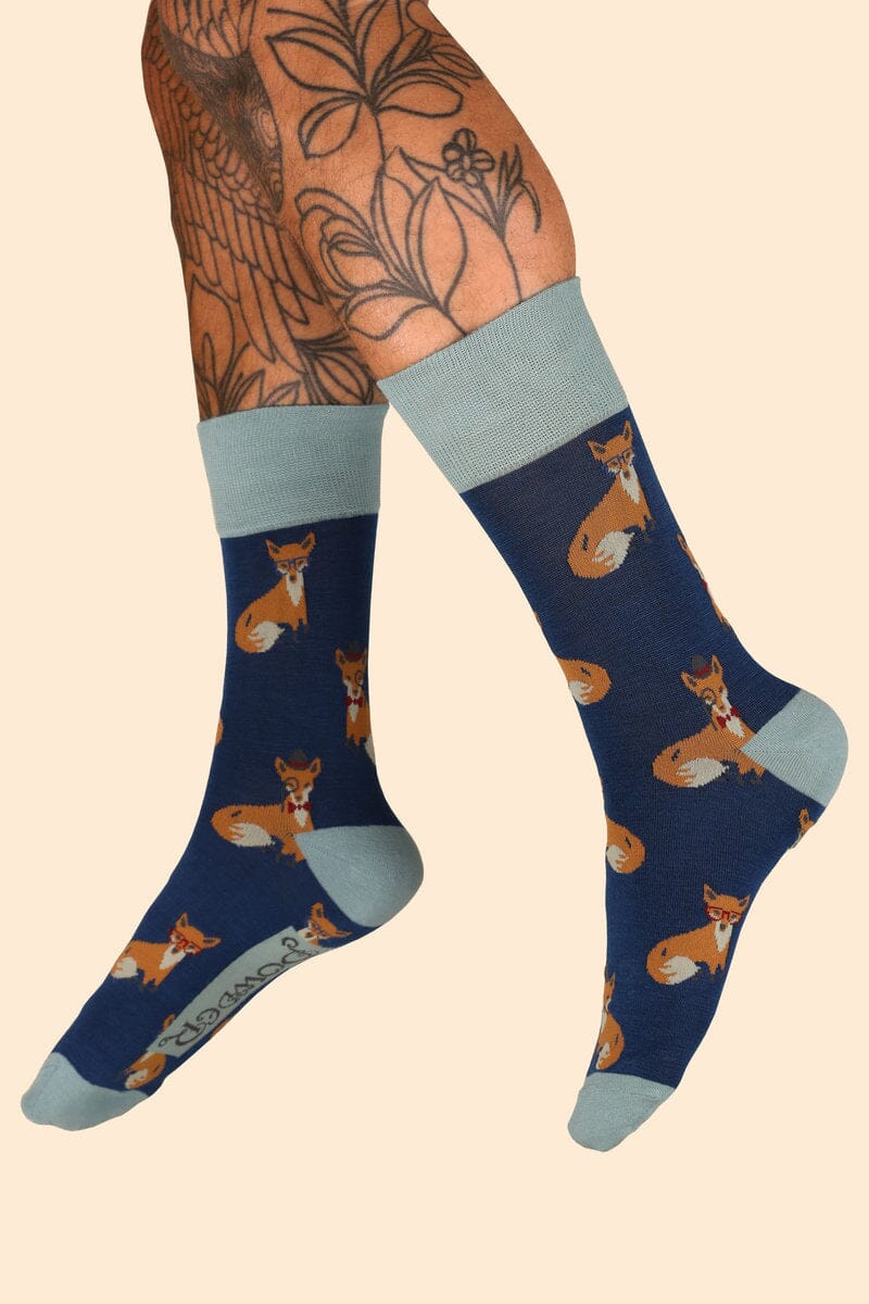 Powder Men's Esteemed Foxes Socks - Blue - BouChic 
