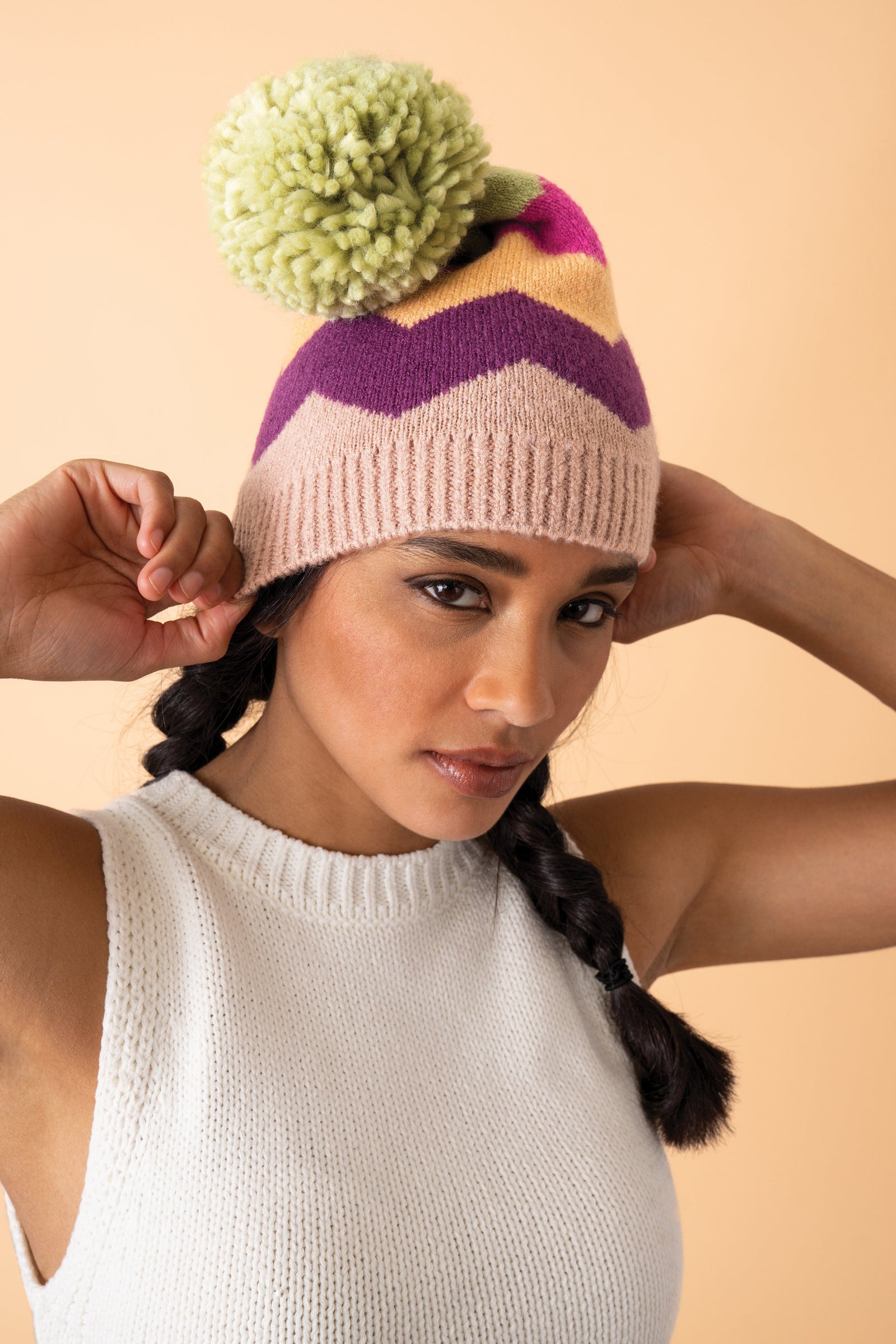 Powder Nora Bobble Hat - Taupe Mix - BouChic 