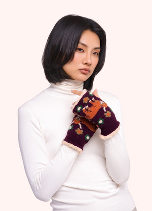 Powder Wrist Warmers Highland Cow Damson Wrist Warmers BouChic 