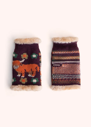 Powder Wrist Warmers Highland Cow Damson Wrist Warmers BouChic 
