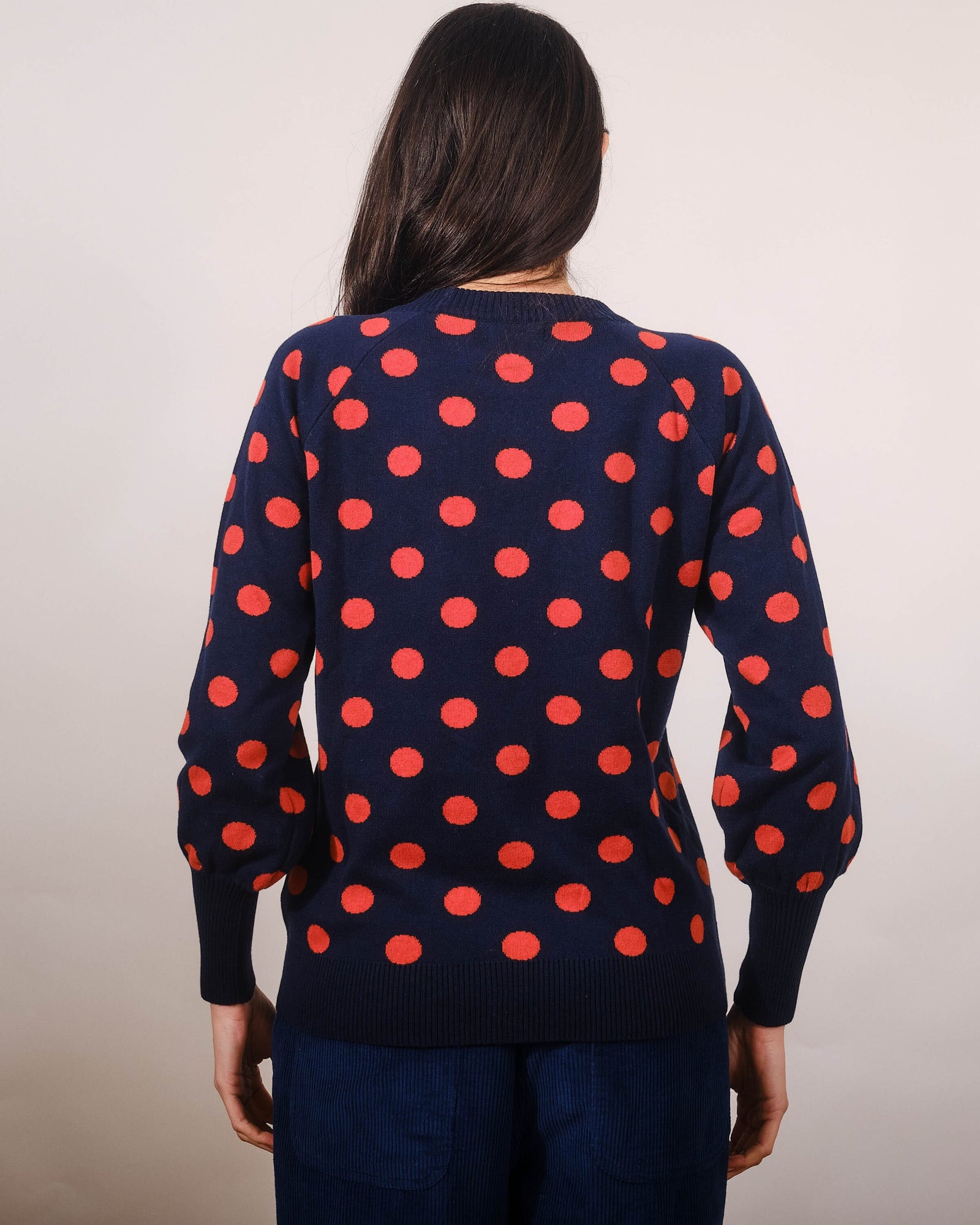 Pretty Vacant Oslo Polka Sweater Navy/Rust - BouChic