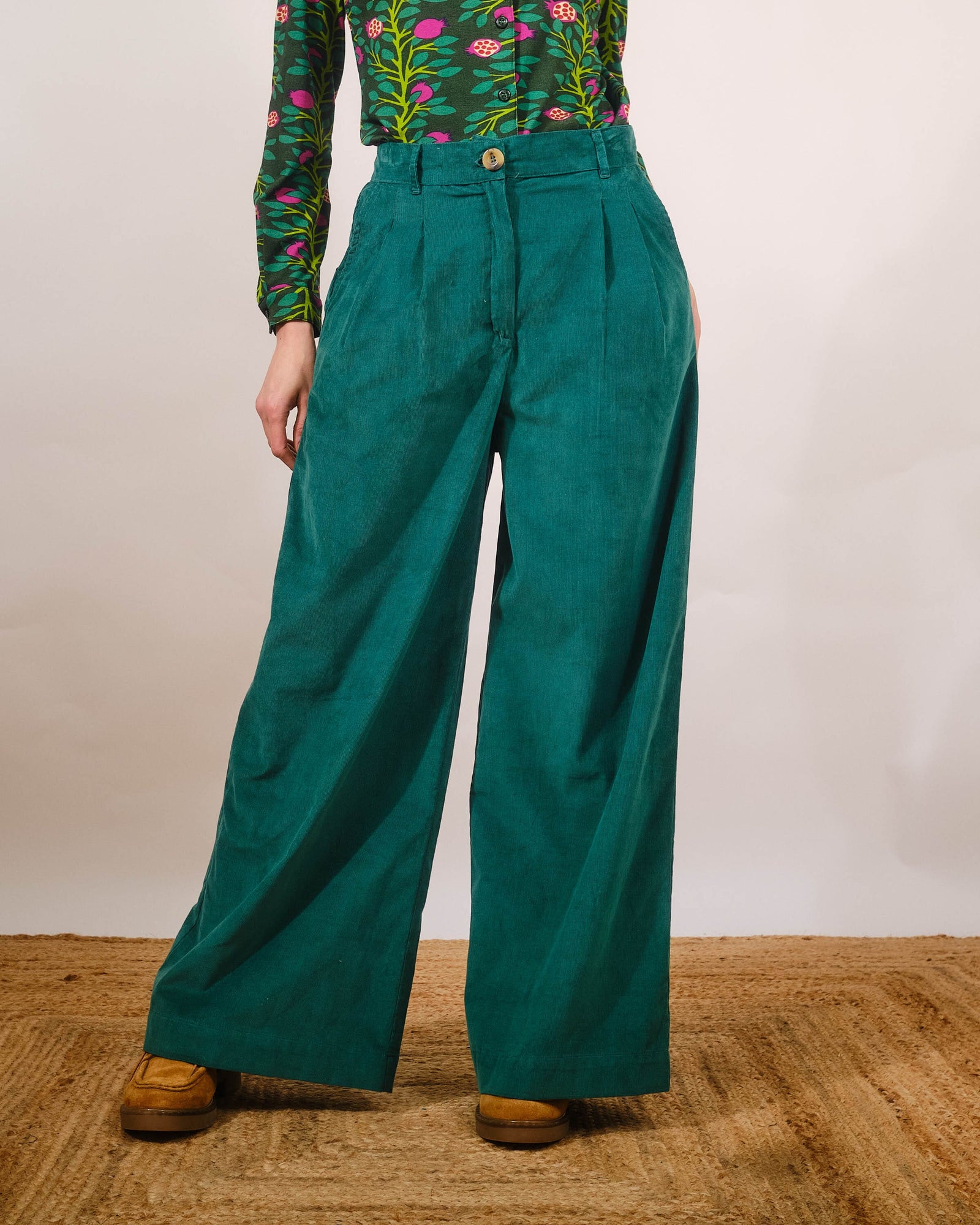 Pretty Vacant Sophia Trousers Green Pin Cord - BouChic