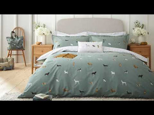 Sophie Allport Duvet & Pillow Set Fetch Dogs Double