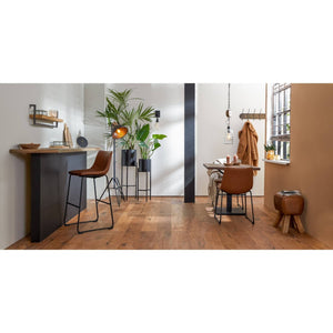 Ramy Leather Stool Brown - BouChic
