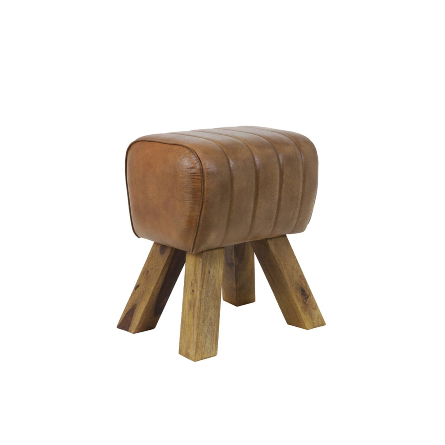 Ramy Leather Stool Brown - BouChic