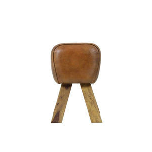 Ramy Leather Stool Brown - BouChic