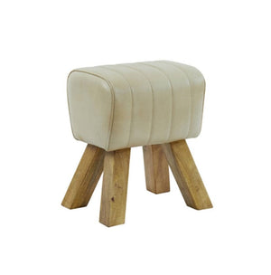 Ramy Leather Stool Sand - BouChic