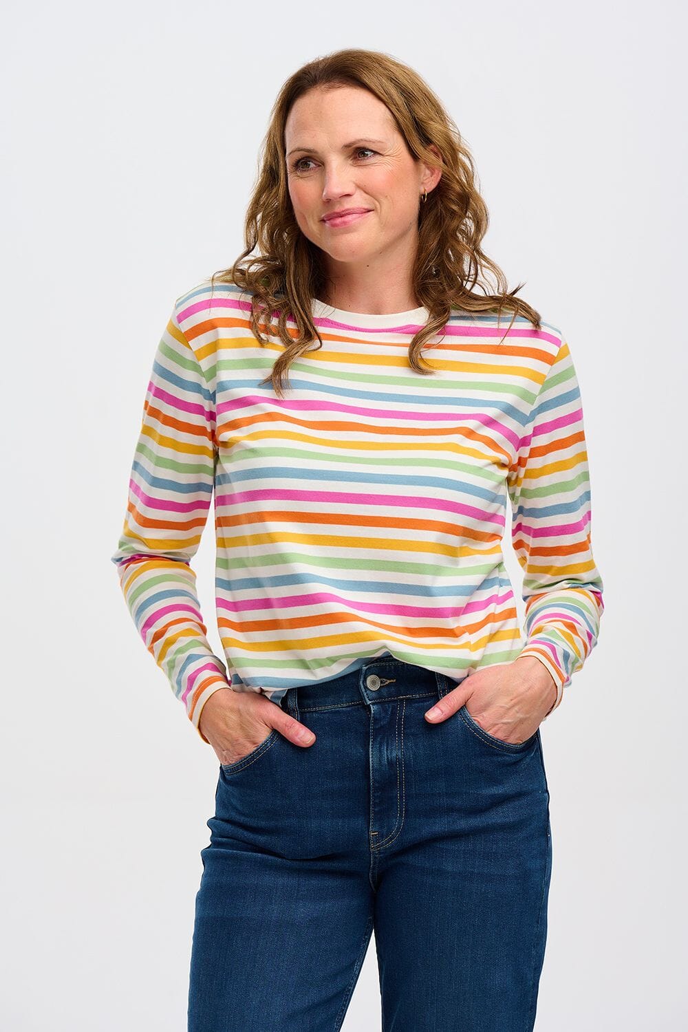 Sugarhill Brunswick Jersey Top - Multi, Soft Retro Stripe - BouChic 