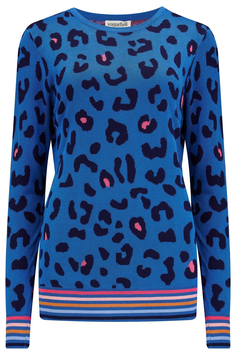 Sugarhill Callie Jumper - Blue, Leopard Pop Stripe - BouChic 