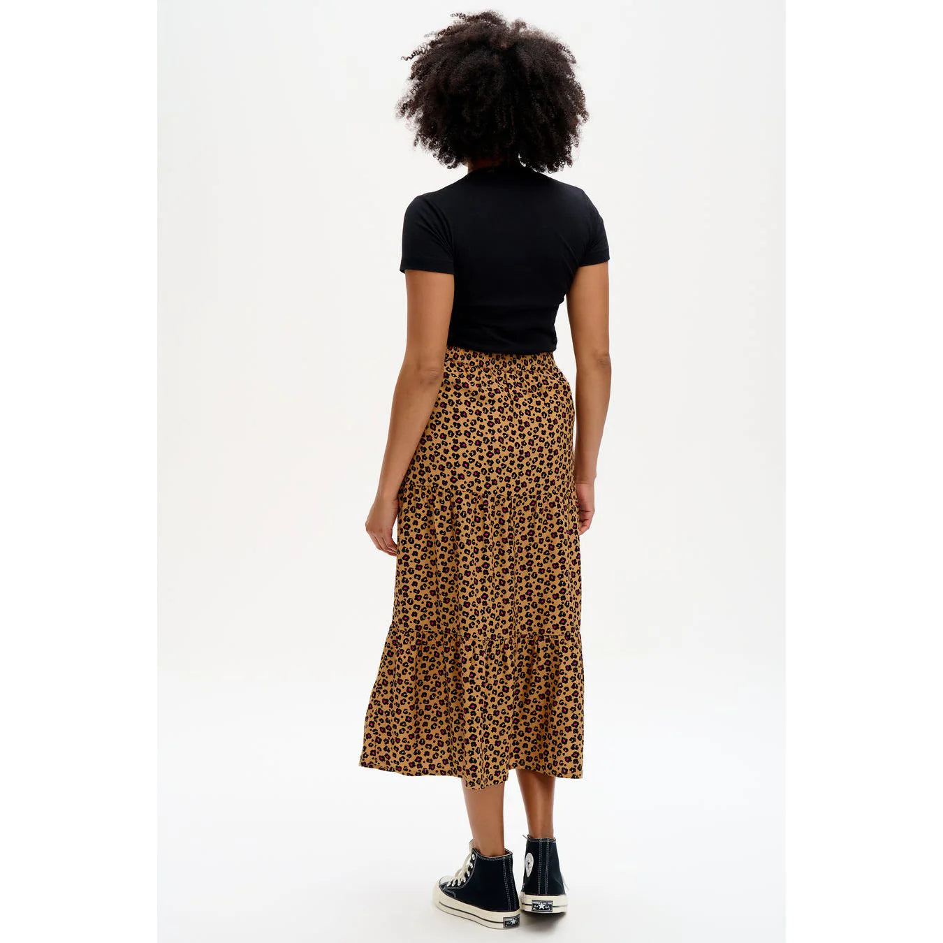 Sugarhill Felicity Tiered Skirt Tan Animal Floral - BouChic 