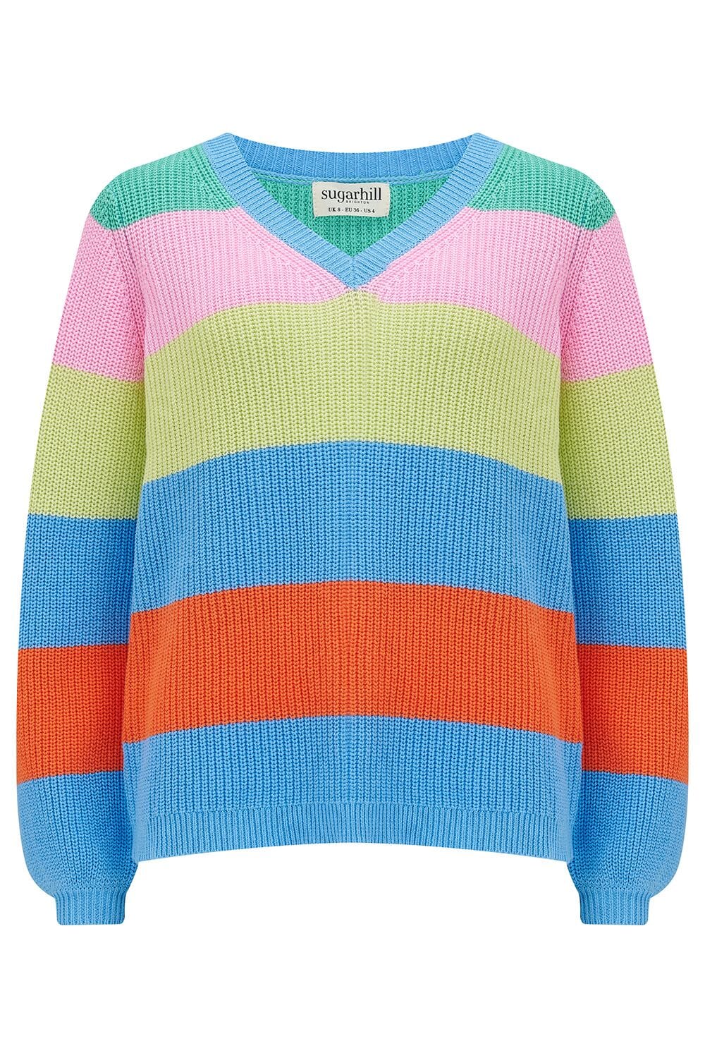 Sugarhill Rashina V-Neck Jumper - Multi, Bold Stripes - BouChic 