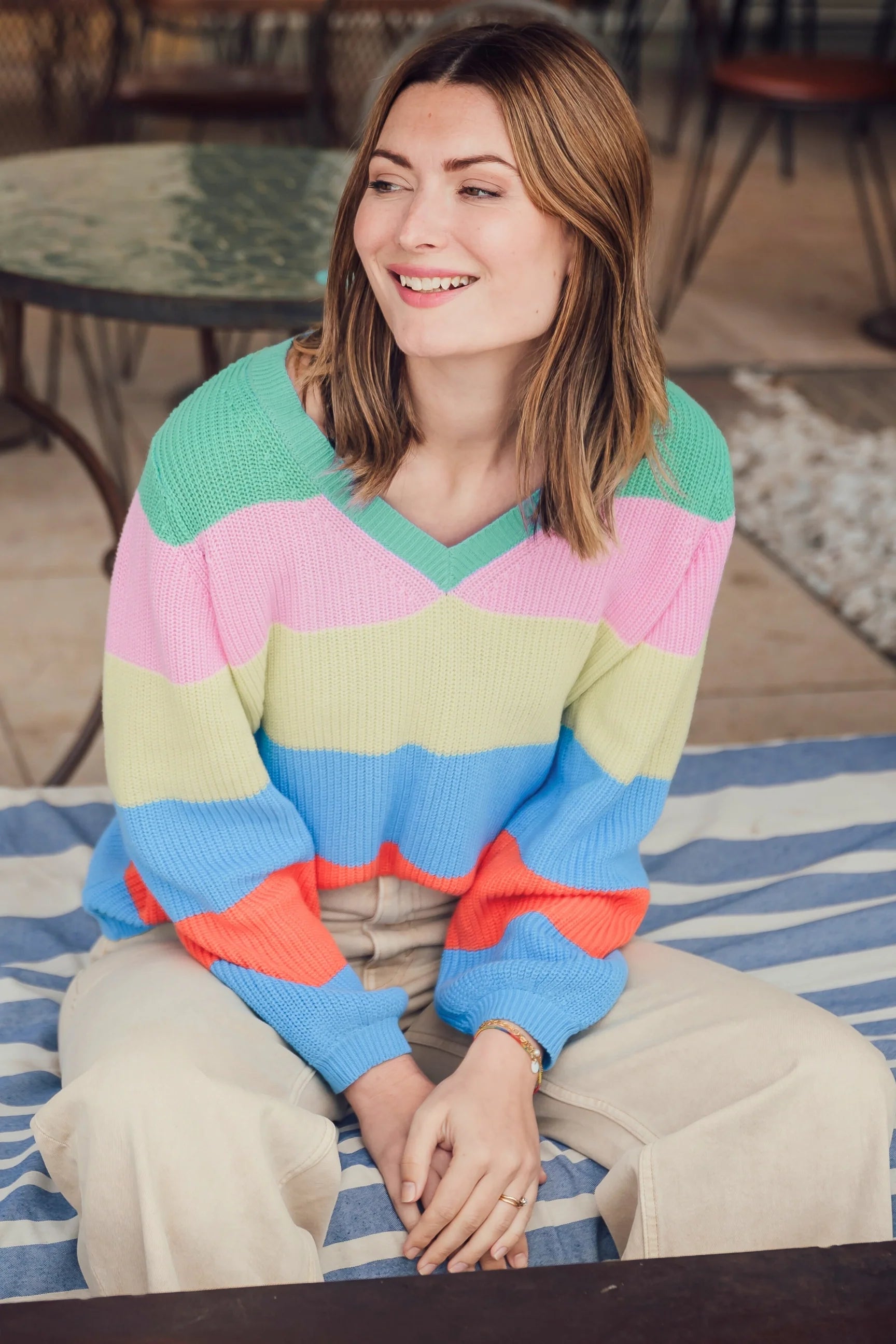 トップス Sugar Hill 21aw Strip knit sugarhill-yvette-cardigan-navy