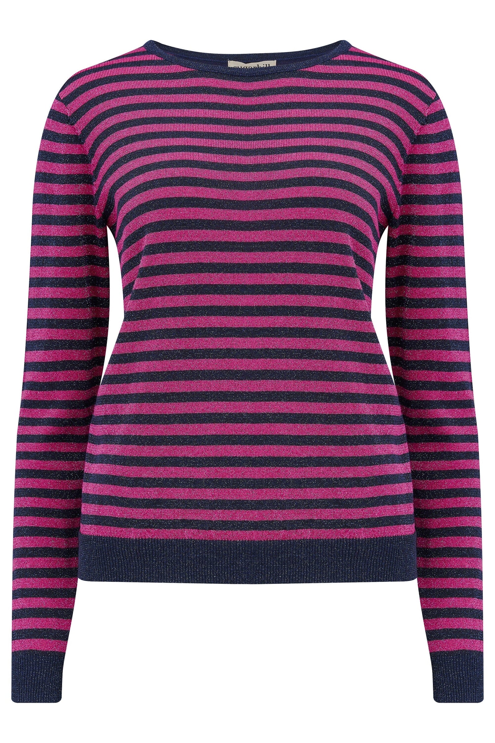 Sugarhill Rowena Jumper Stripes Navy/Pink Sparkle - BouChic 