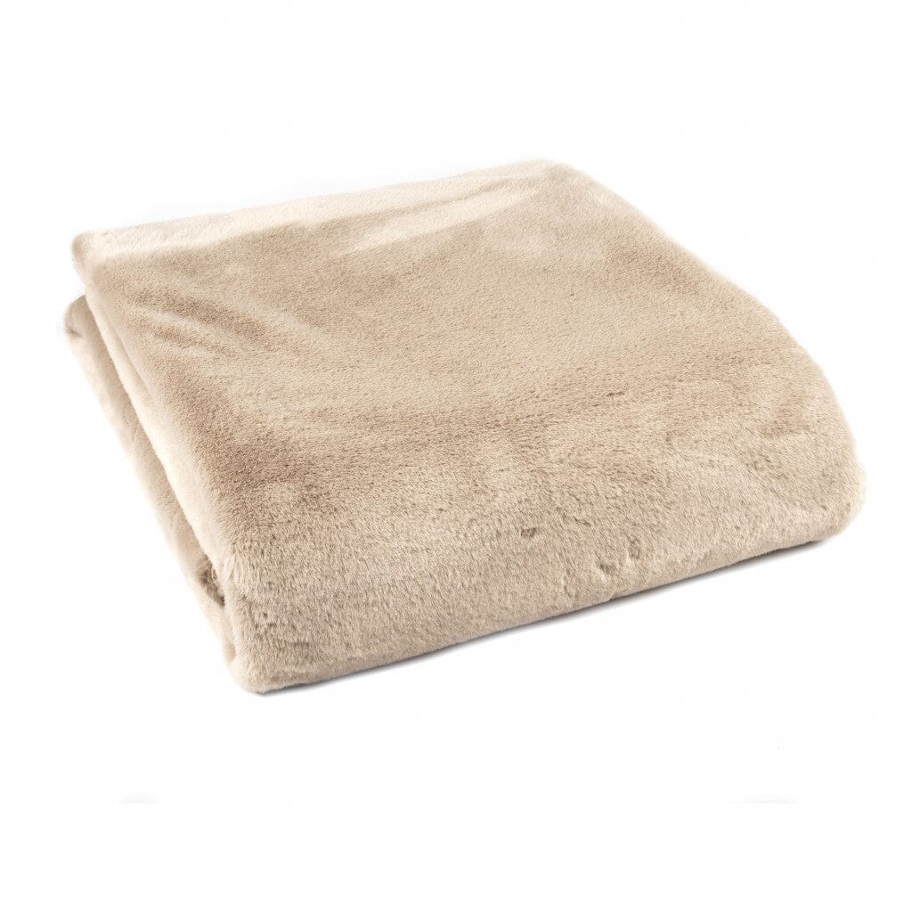 Tweedmill Faux Fur Throw Sand/Stone - BouChic 