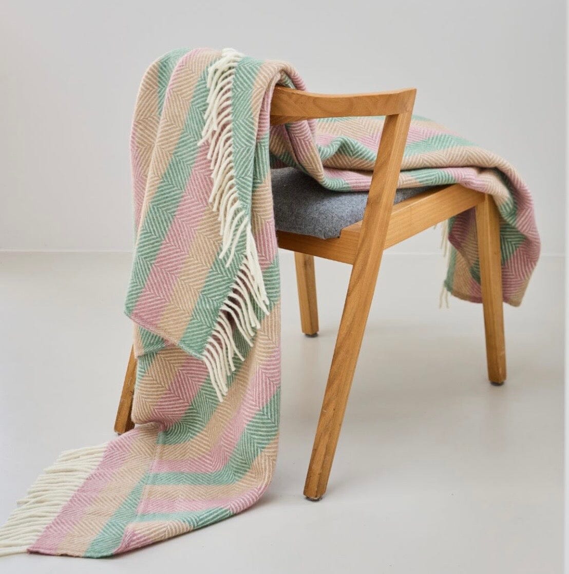 Tweedmill Textiles Stripe New Pure Wool Throw Summer Breeze - BouChic
