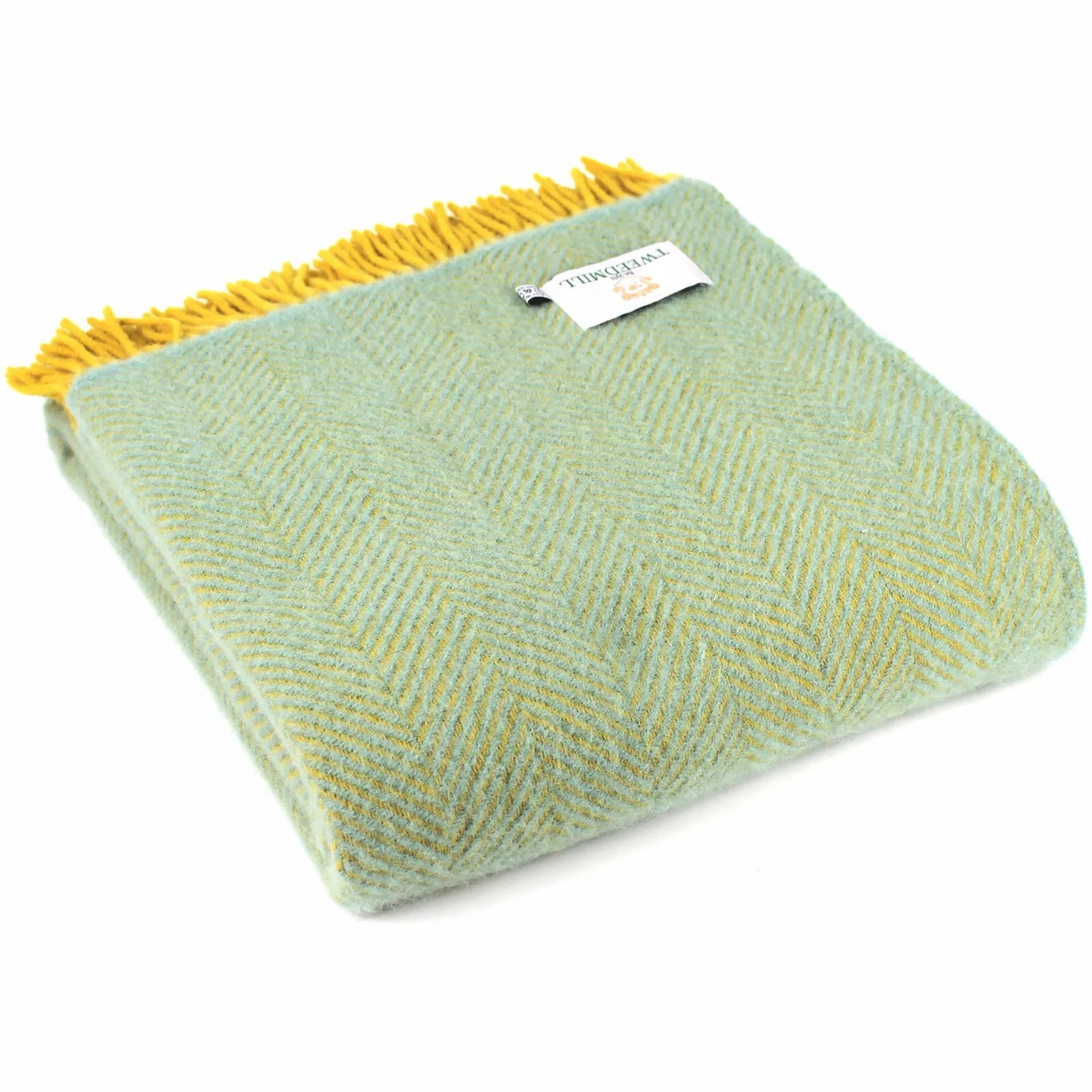 Tweedmill Textiles Throw Herringbone Ocean Yellow - BouChic 