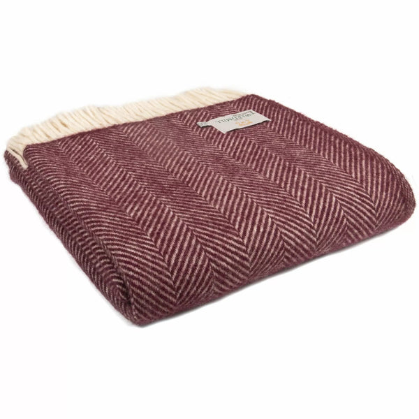 Tweedmill Throw Fishbone Rosewood - BouChic