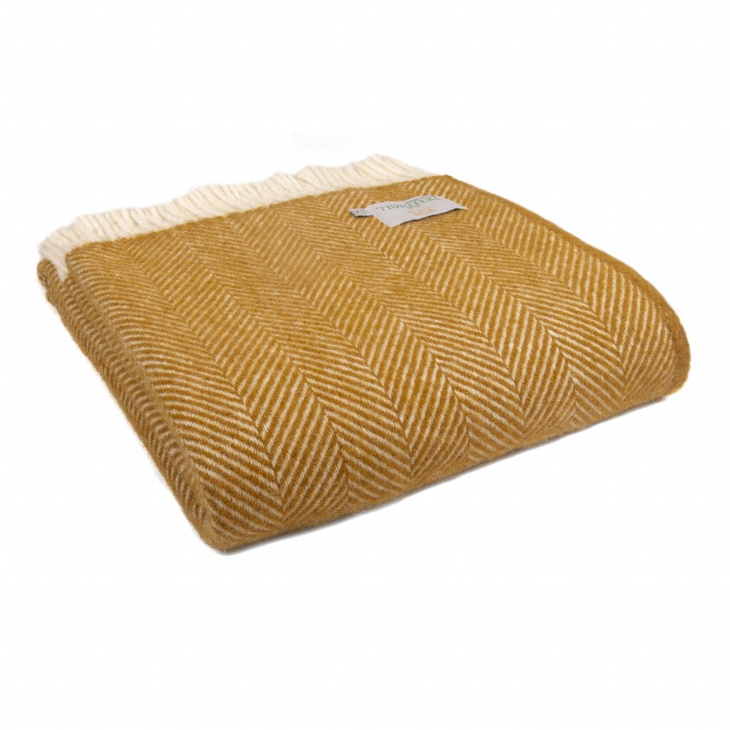 Tweedmill Throw Herringbone Mustard - BouChic 