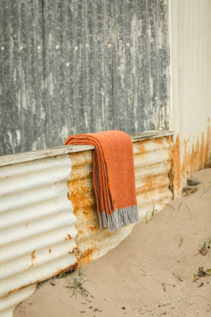 Tweedmill Throw Illusion New Pure Wool Pumpkin Orange - BouChic 