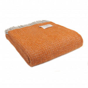 Tweedmill Throw Illusion New Pure Wool Pumpkin Orange - BouChic 