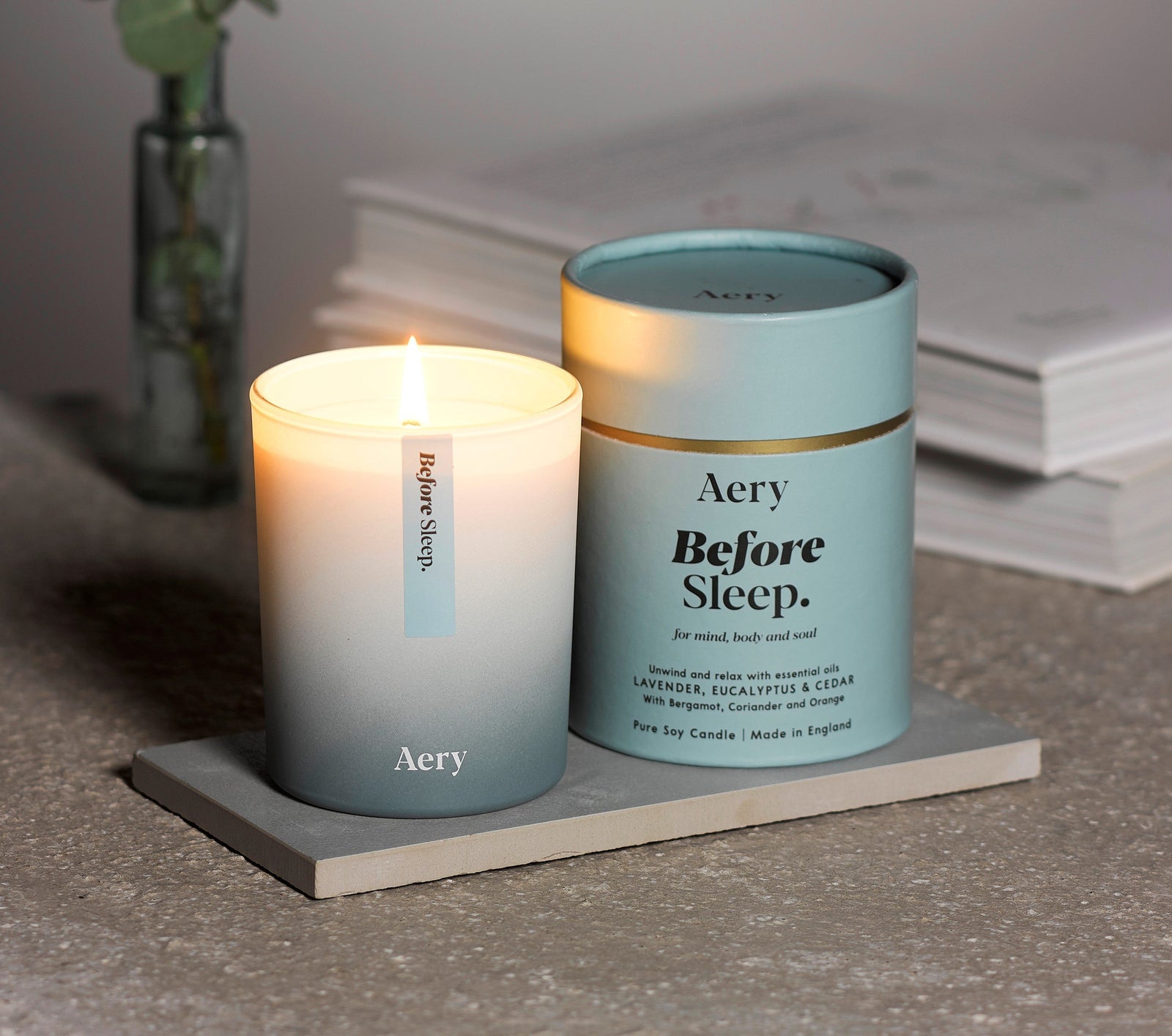 Aery Before Sleep Scented Candle - Lavender Eucalyptus and Cedar - BouChic 