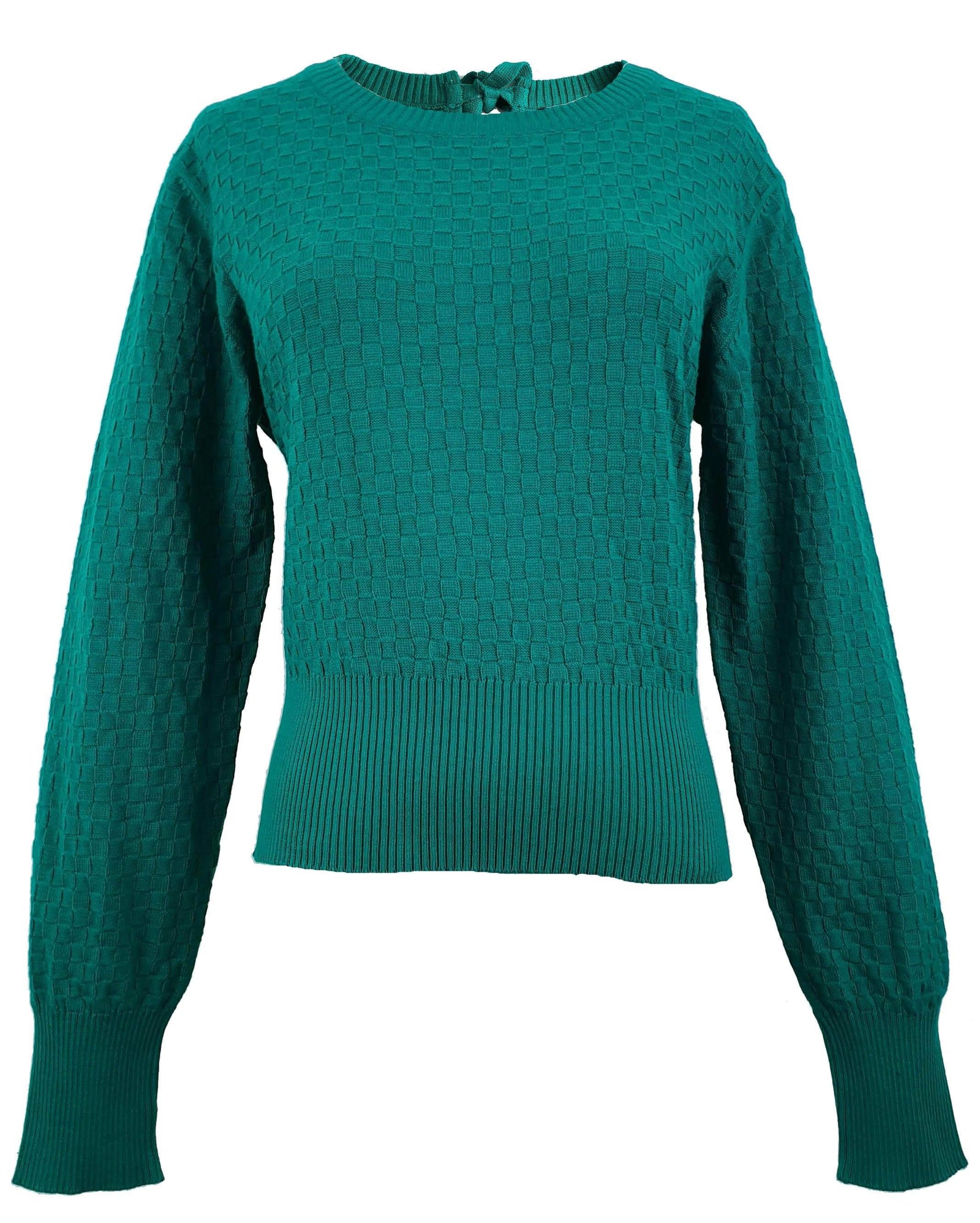 Pretty Vacant Basketweave Green Jumper - BouChic 