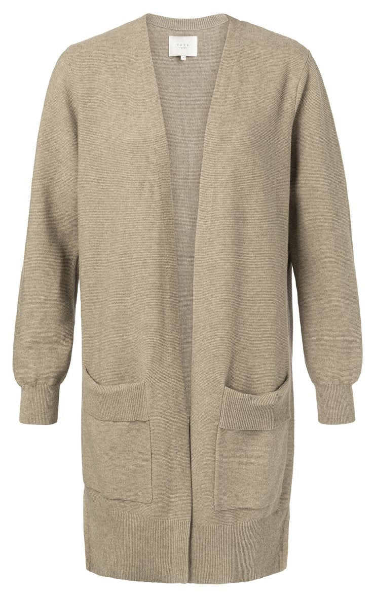 Cotton Ribbed Cardigan Brown Clay Melange - BouChic 