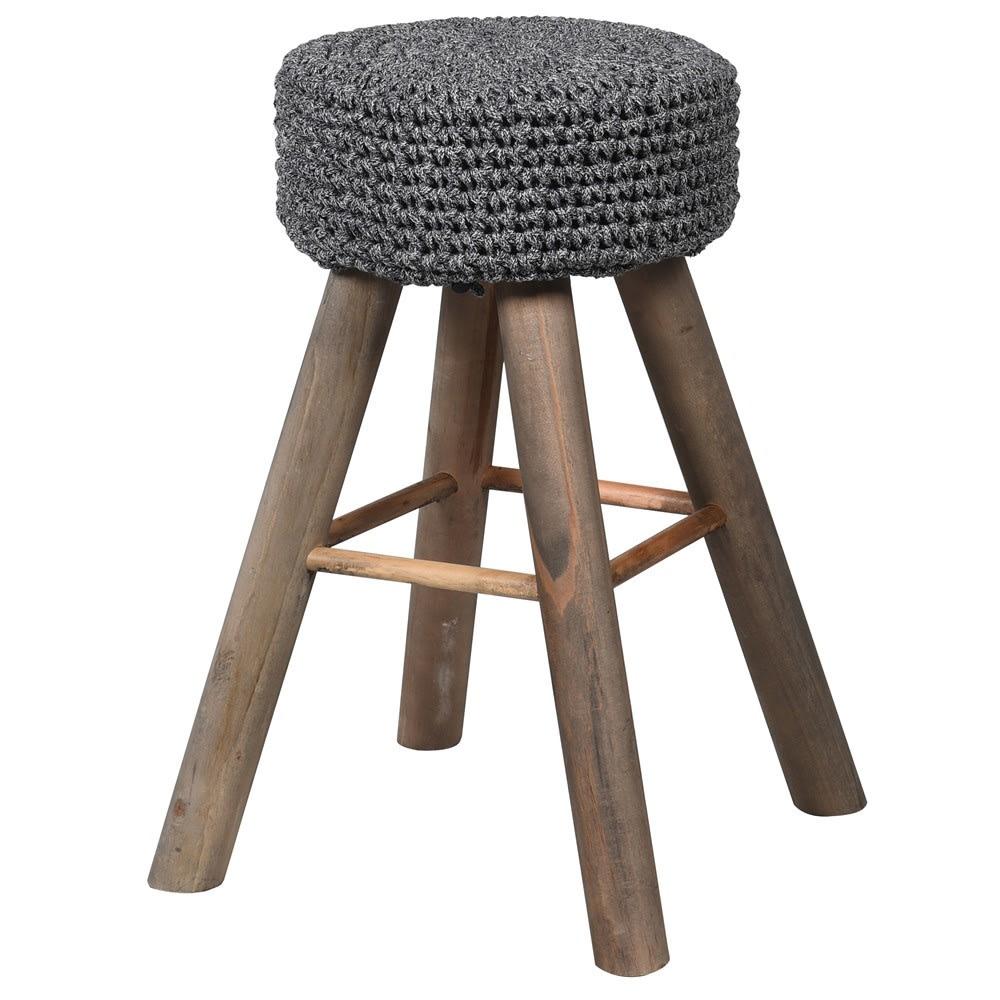 Cotton Rope Top Stool Charcoal Grey - BouChic 