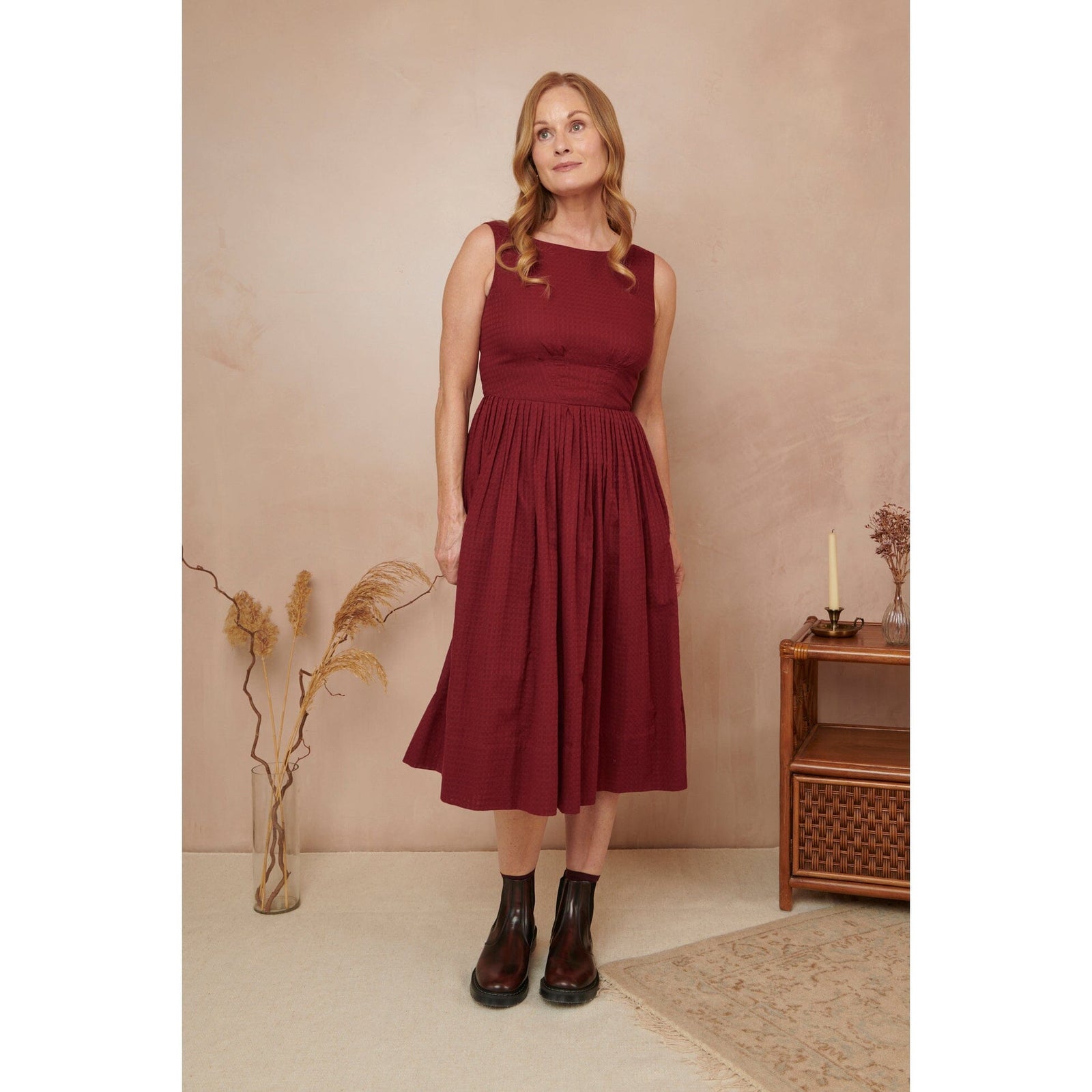 Emily & Fin Abigail Dress Mulberry Lattice - BouChic 