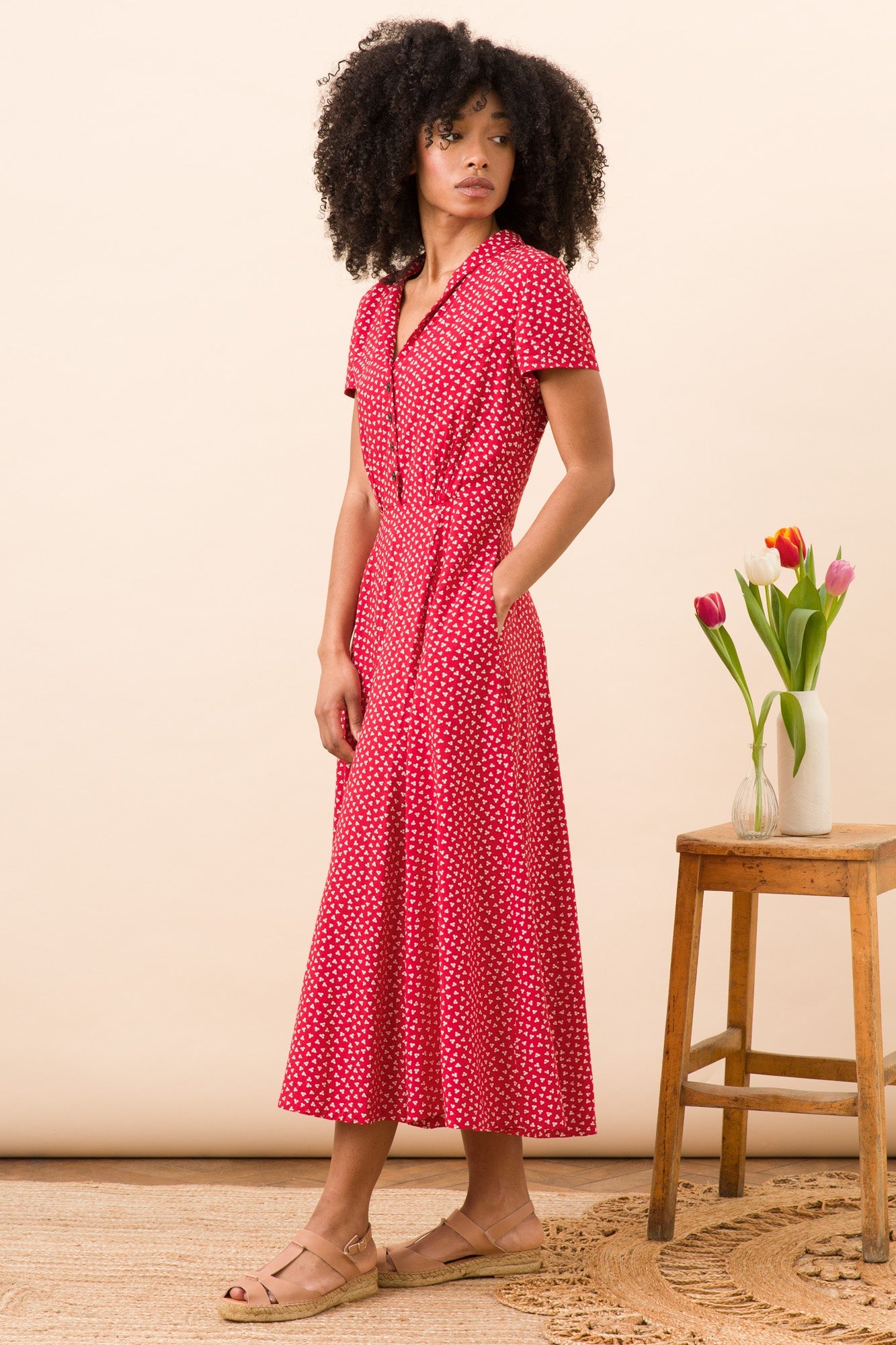 Emily Fin Adele Red Ditsy Dress BouChic