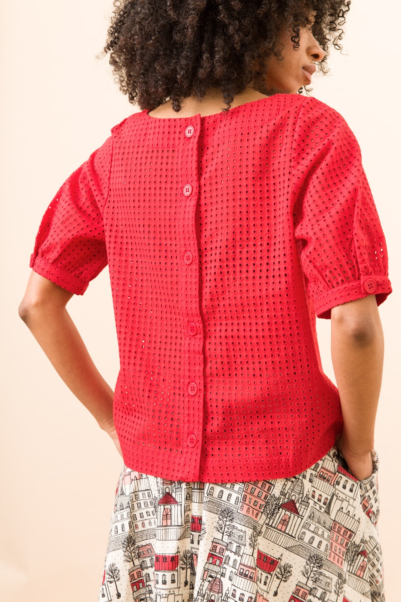 Emily & Fin Ava Top Red Broderie Anglaise - BouChic 