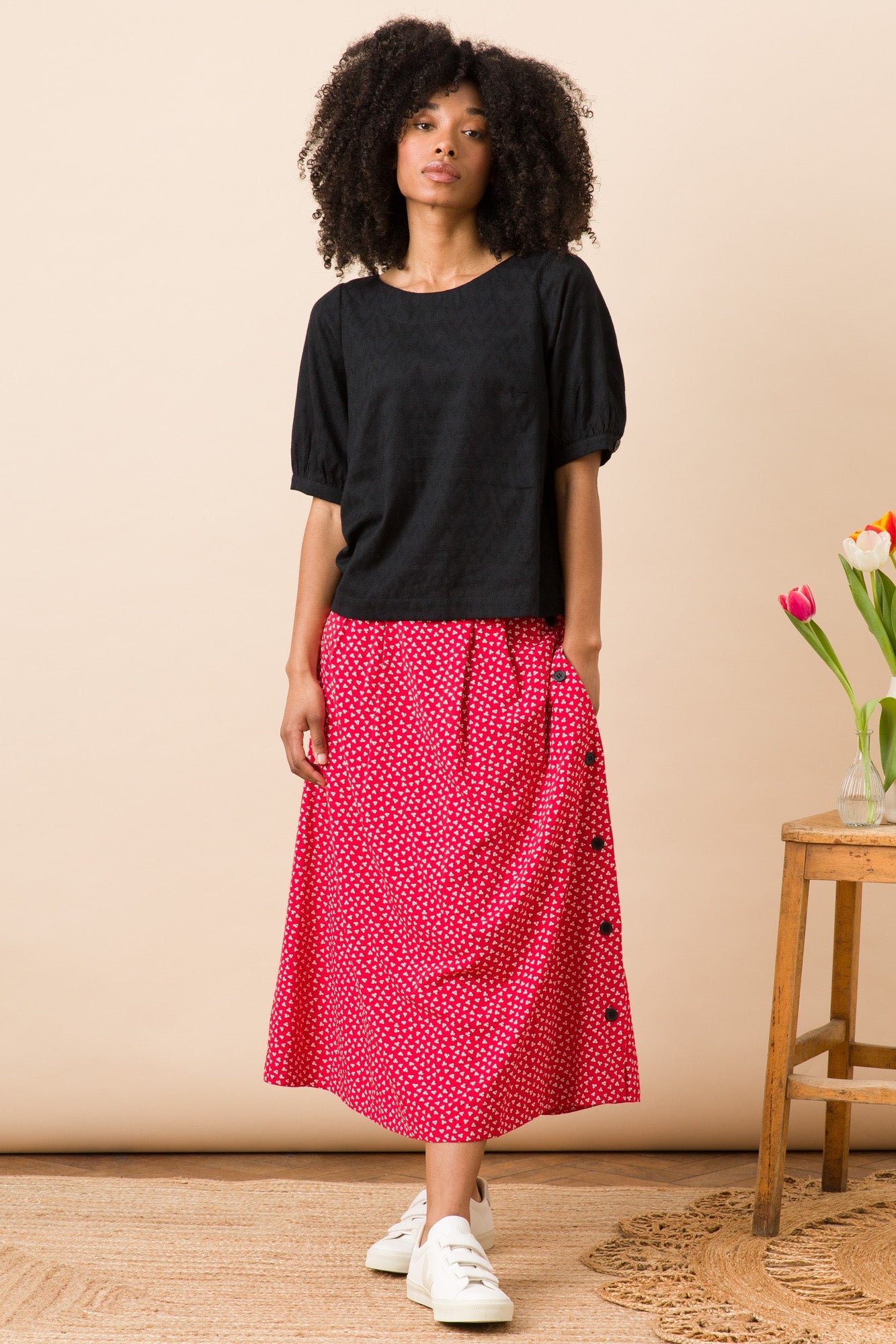 Emily & Fin Briony Red Ditsy Skirt - BouChic 