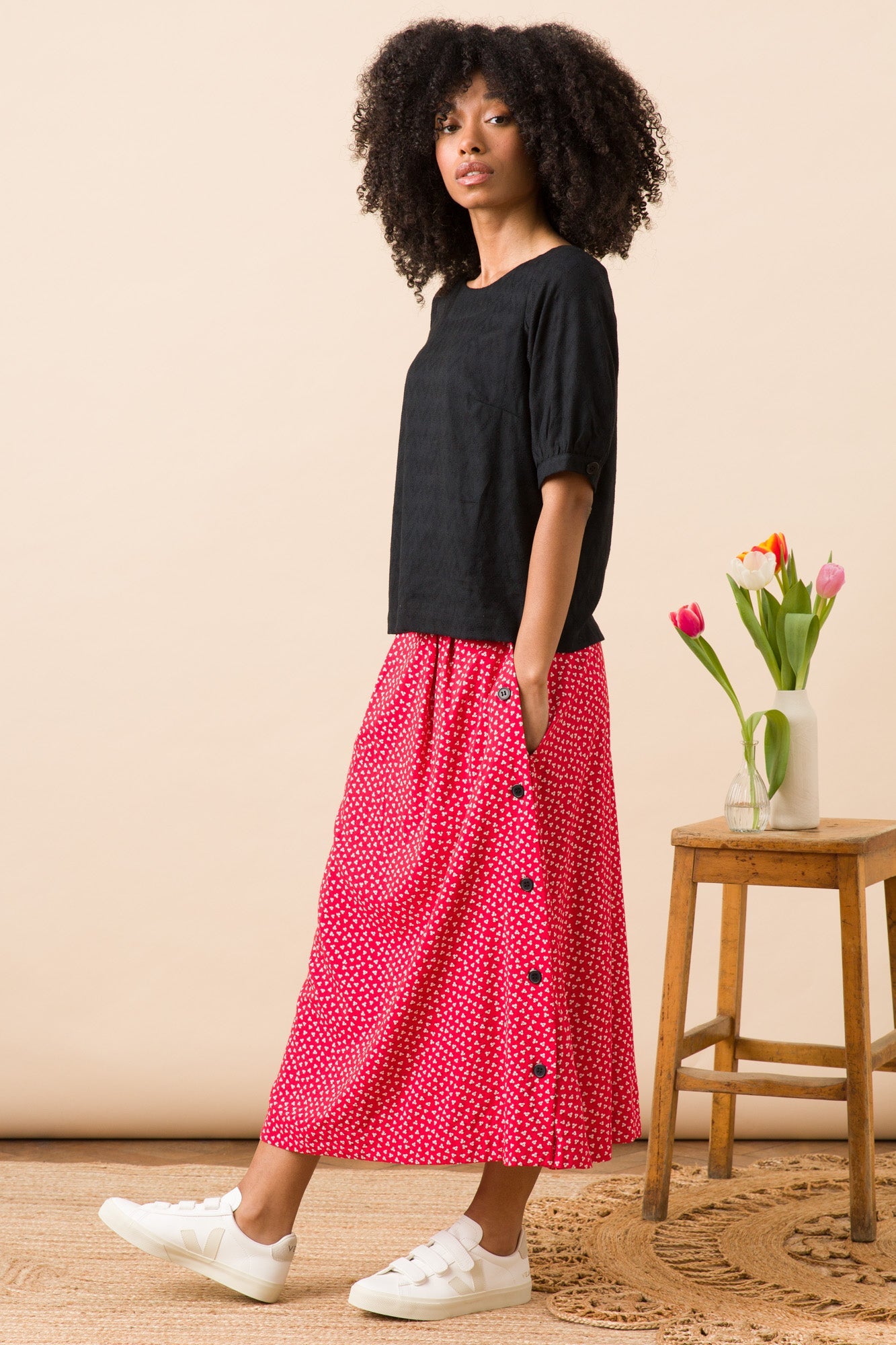 Emily & Fin Briony Red Ditsy Skirt - BouChic 