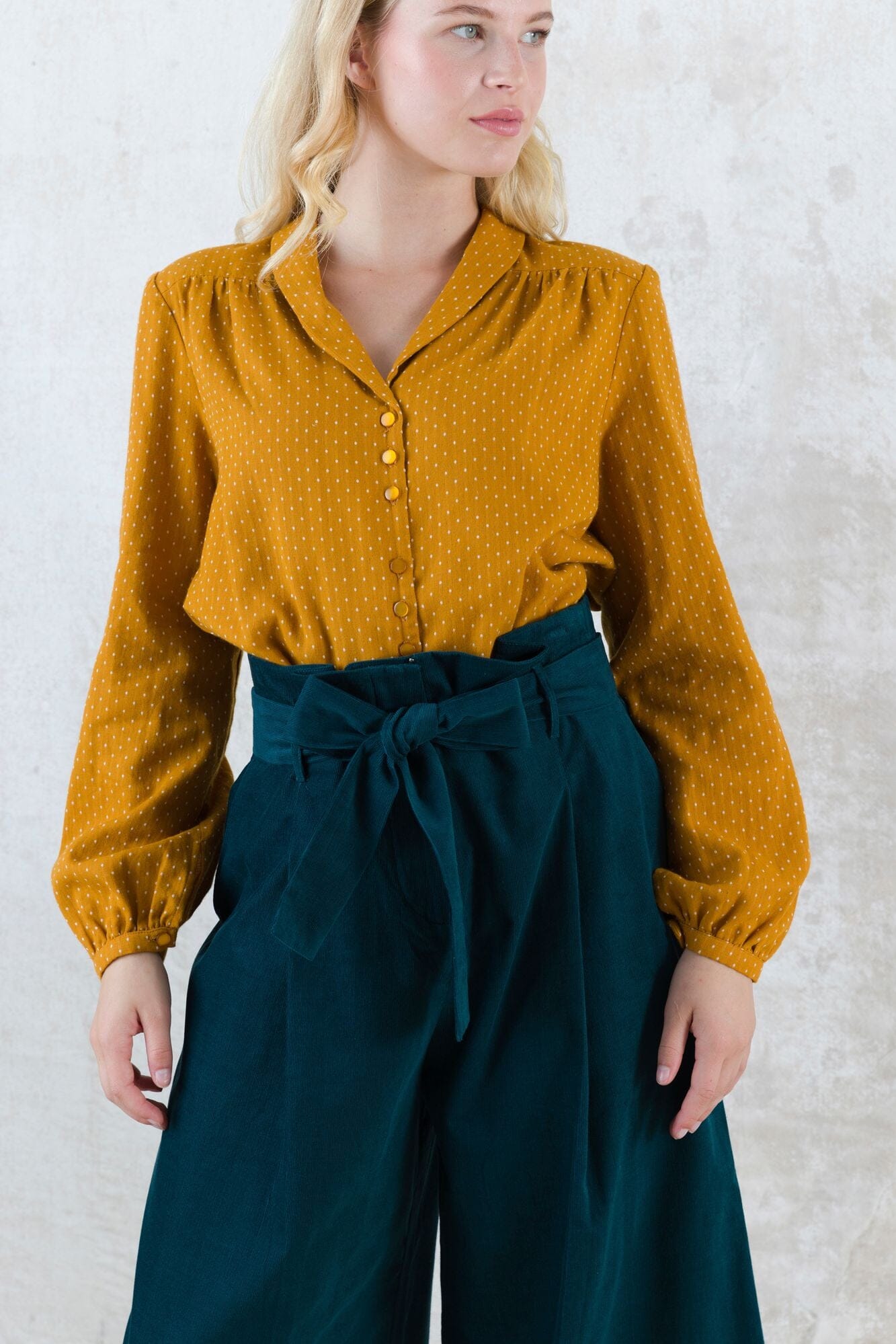 Emily & Fin Edie Turmeric Woven Spot Blouse - BouChic 