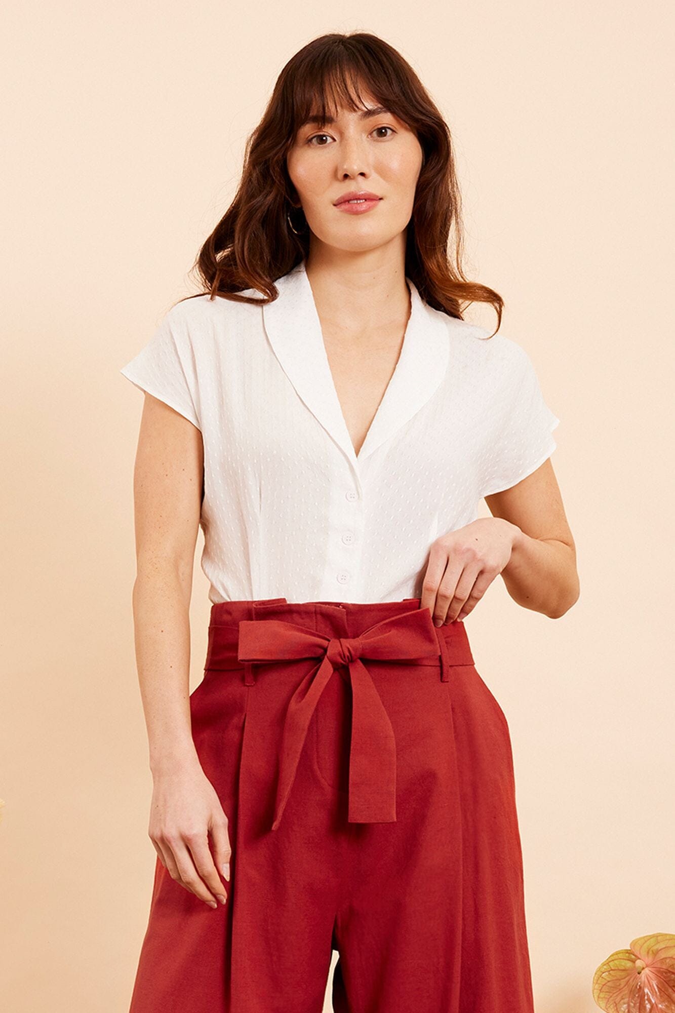 Emily & Fin Evie White Dobby Spot Blouse - BouChic