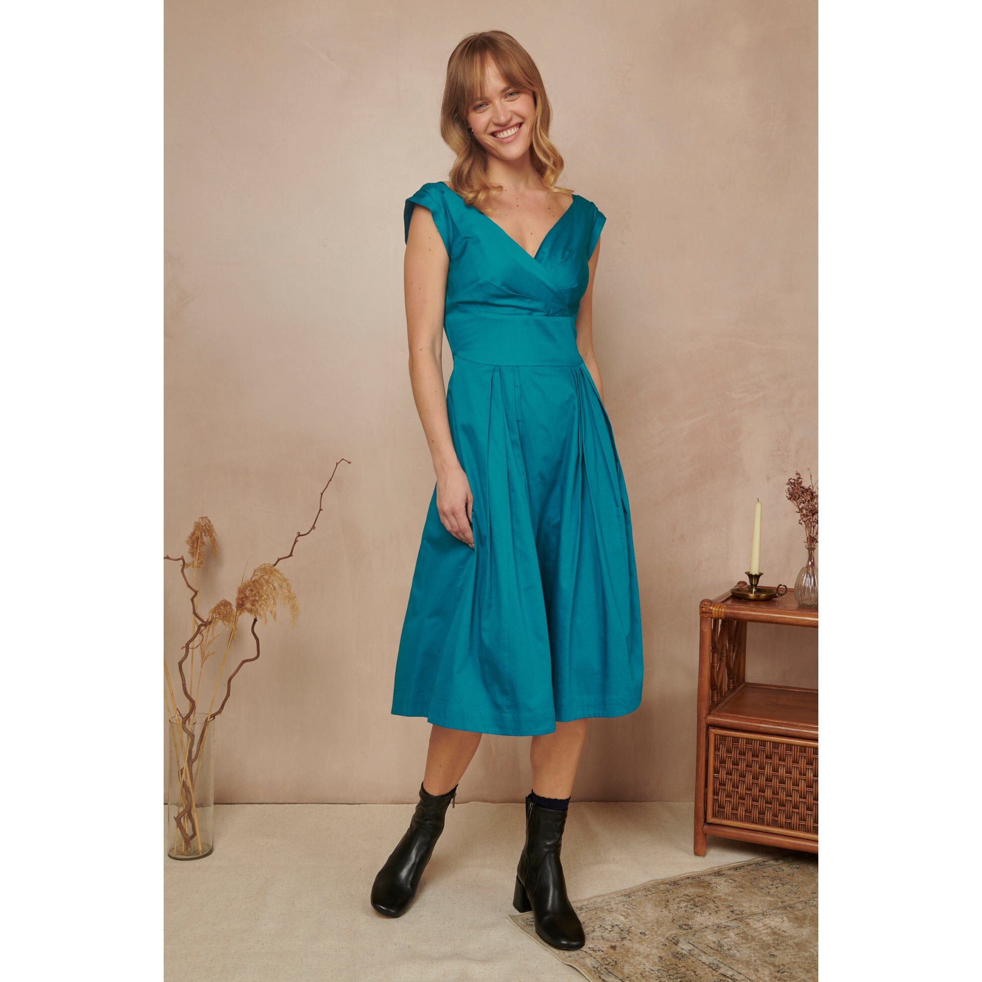 Emily & Fin Florence Dress Satin Blue Topaz - BouChic Emily & Fin Florence Dress Satin Blue Topaz - BouChic
